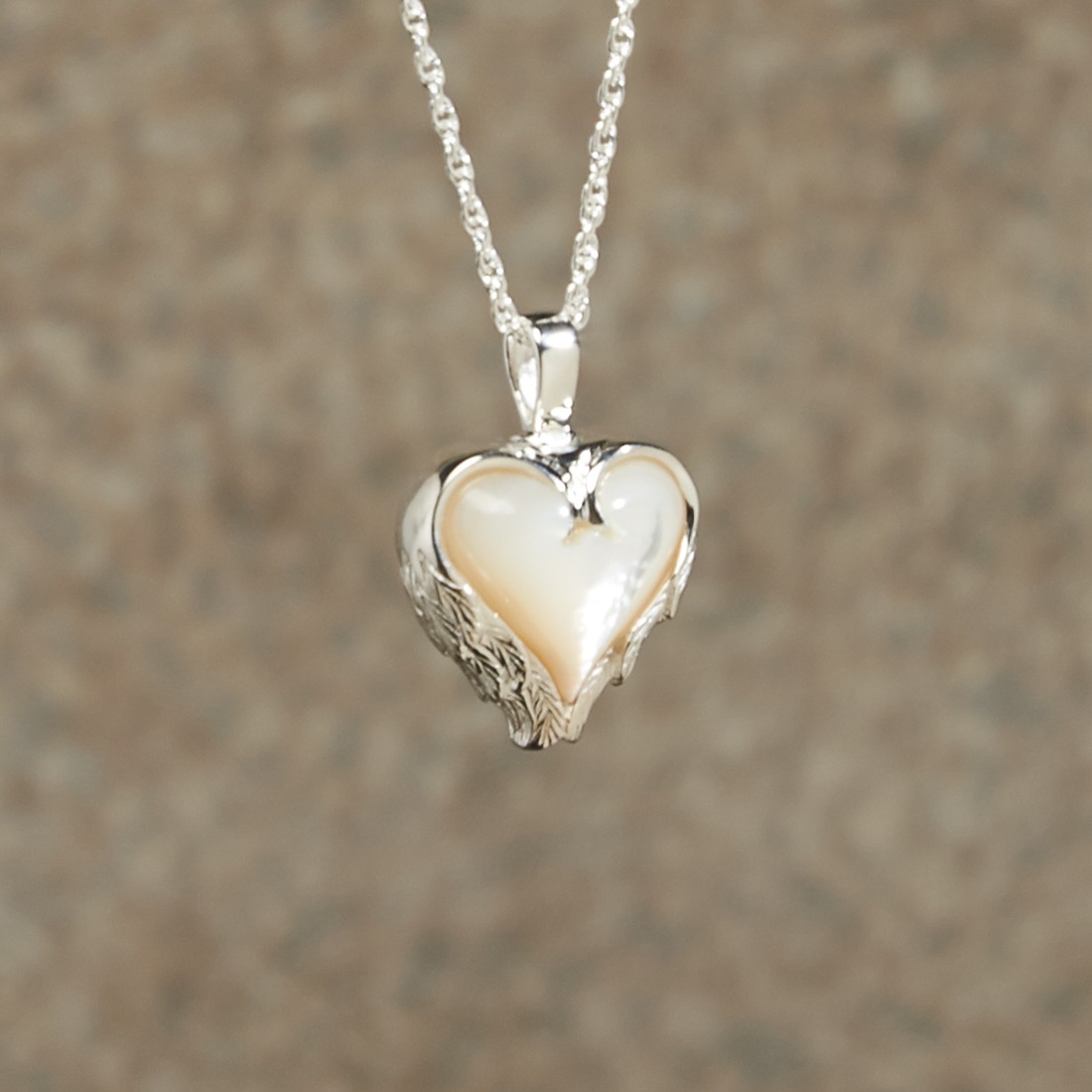 Bali Legacy Mother of Pearl Heart Pendant in Sterling Silver 
